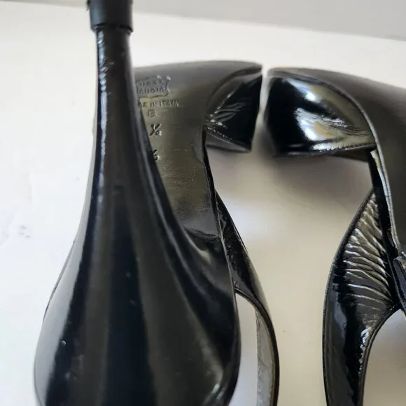 Thierry Mugler Vintage Black Patent Peep Toe Marilyn Monroe Style 6.5 - Picture 9 of 11